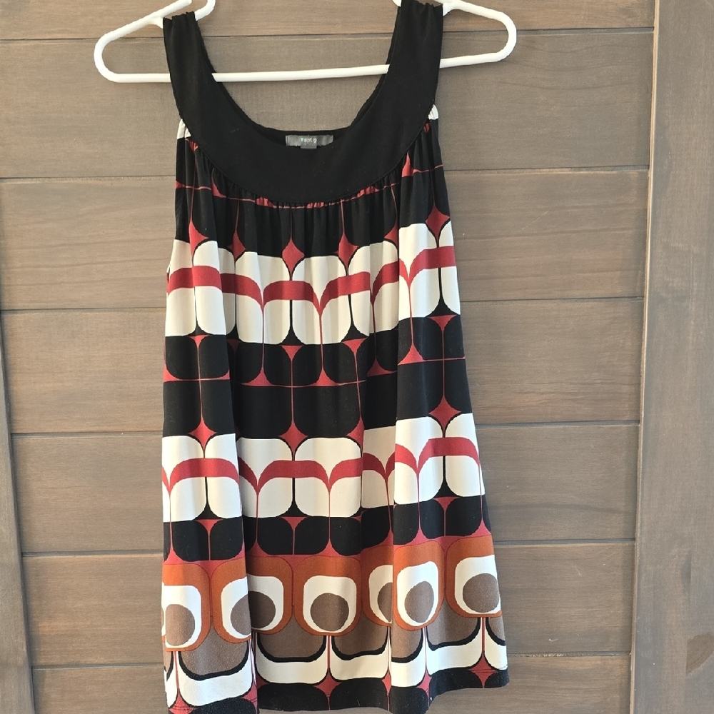 Apt. 9 Black and Multicolor Geometric Tank Top